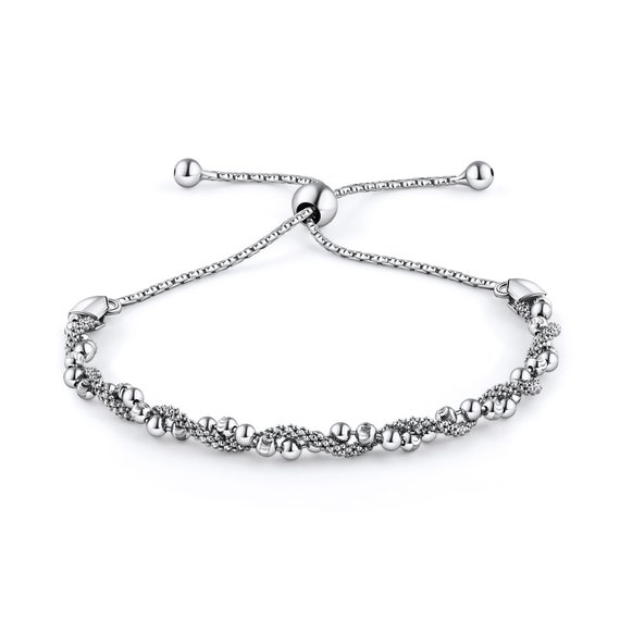 925 Sterling Silver DC Ball Twisted Coreana Adjustable Bolo