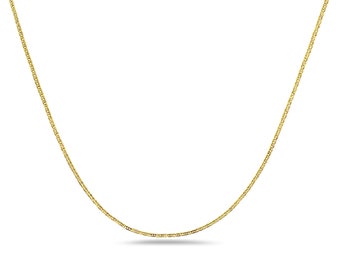14K Solid Yellow Gold 1MM Flat Mariner Chain Ketting- 16"-22" (+Anklet 9", 10")