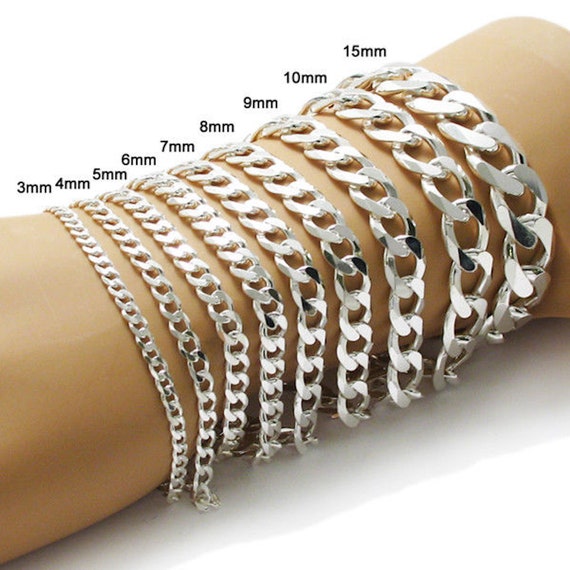 Italian 925 Sterling Silver 4mm Flat Cuban Link Chain Etsy