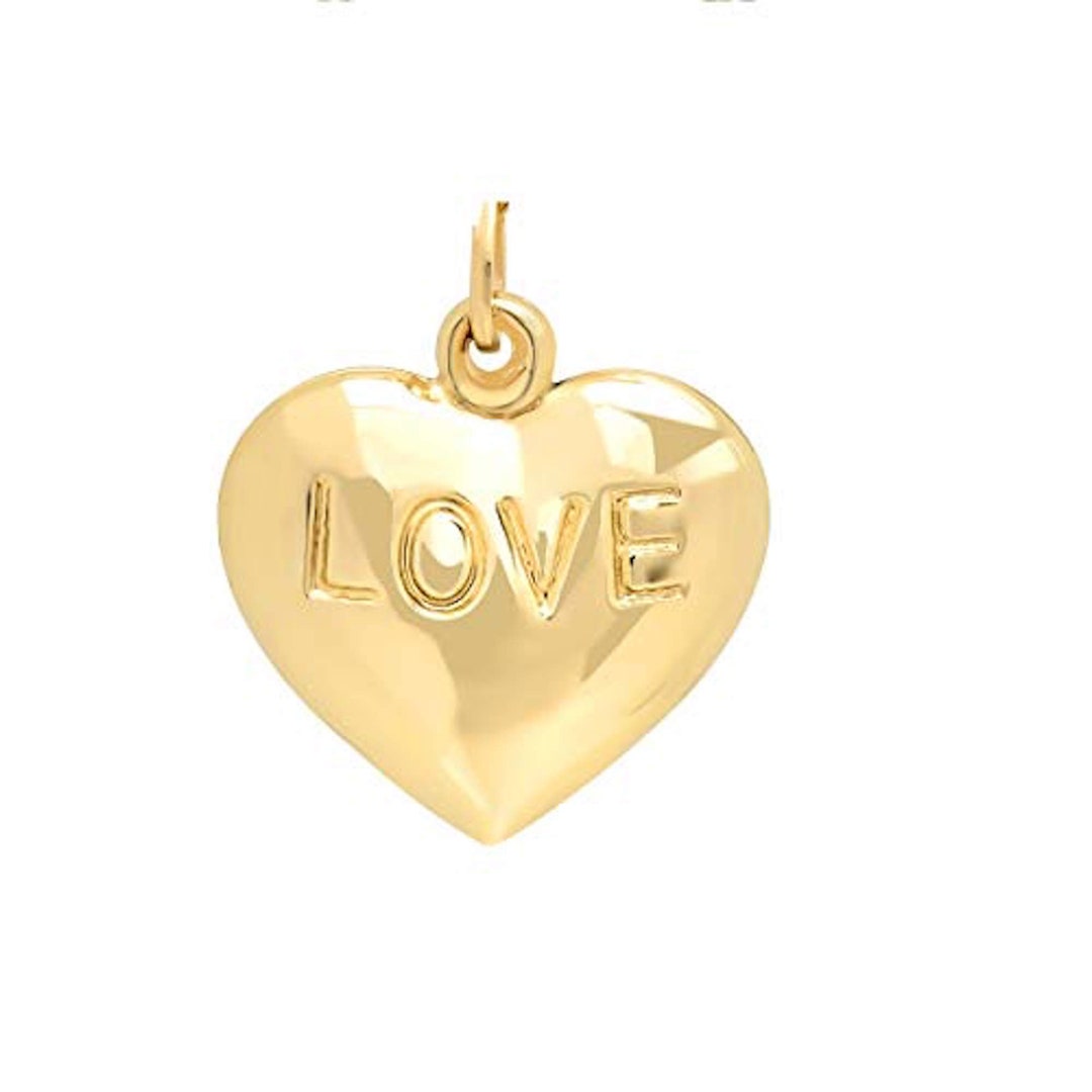 14K Solid Gold Heart Charm Pendants Multiple Styles Available - Etsy