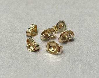 14K Solid Gold 5.5MM Butterfly Earring Backs - Yellow - Set of 3 Pairs -Replacement earring backs