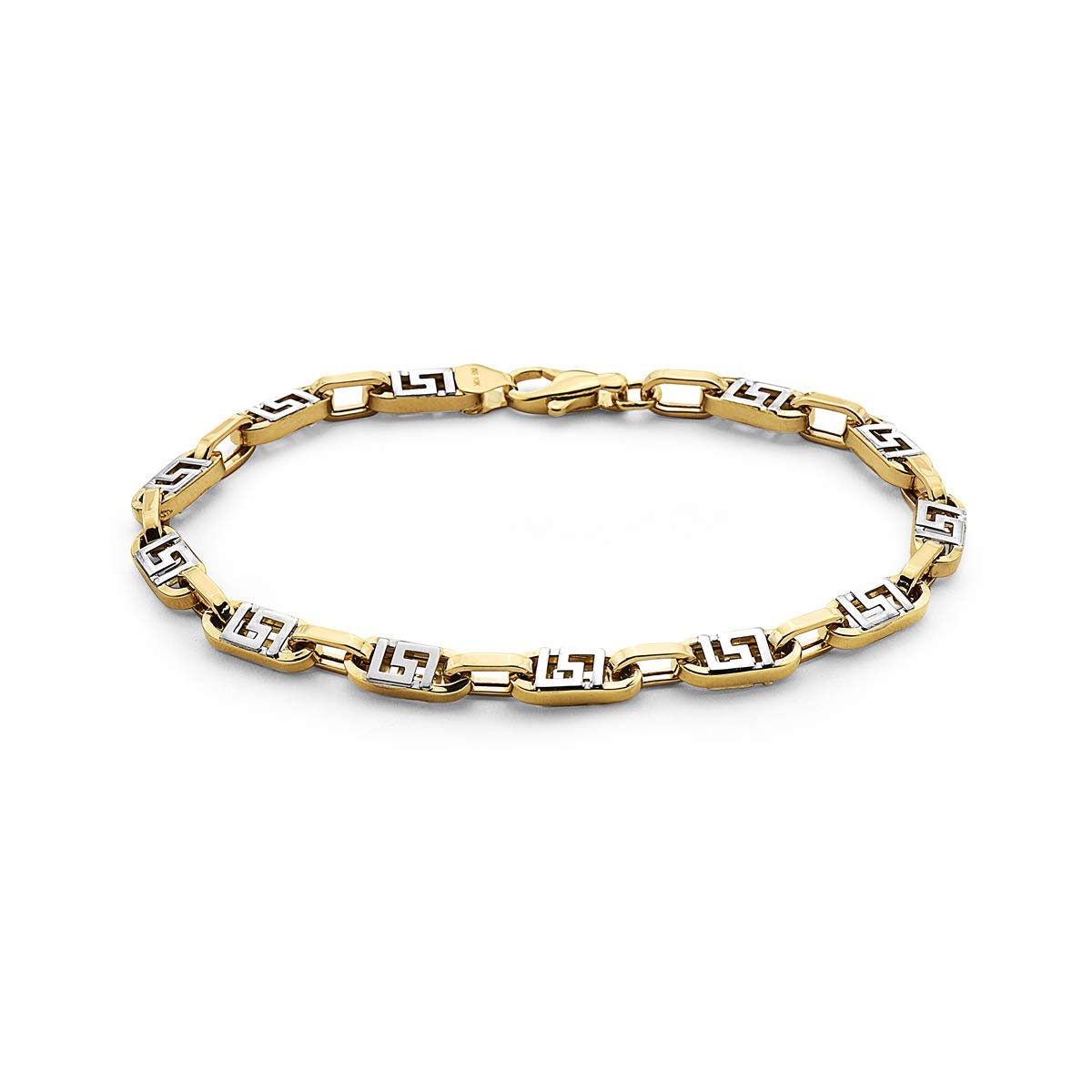 10K Solid Two Tone Gold Greek Key Design Bracelet or Necklace for