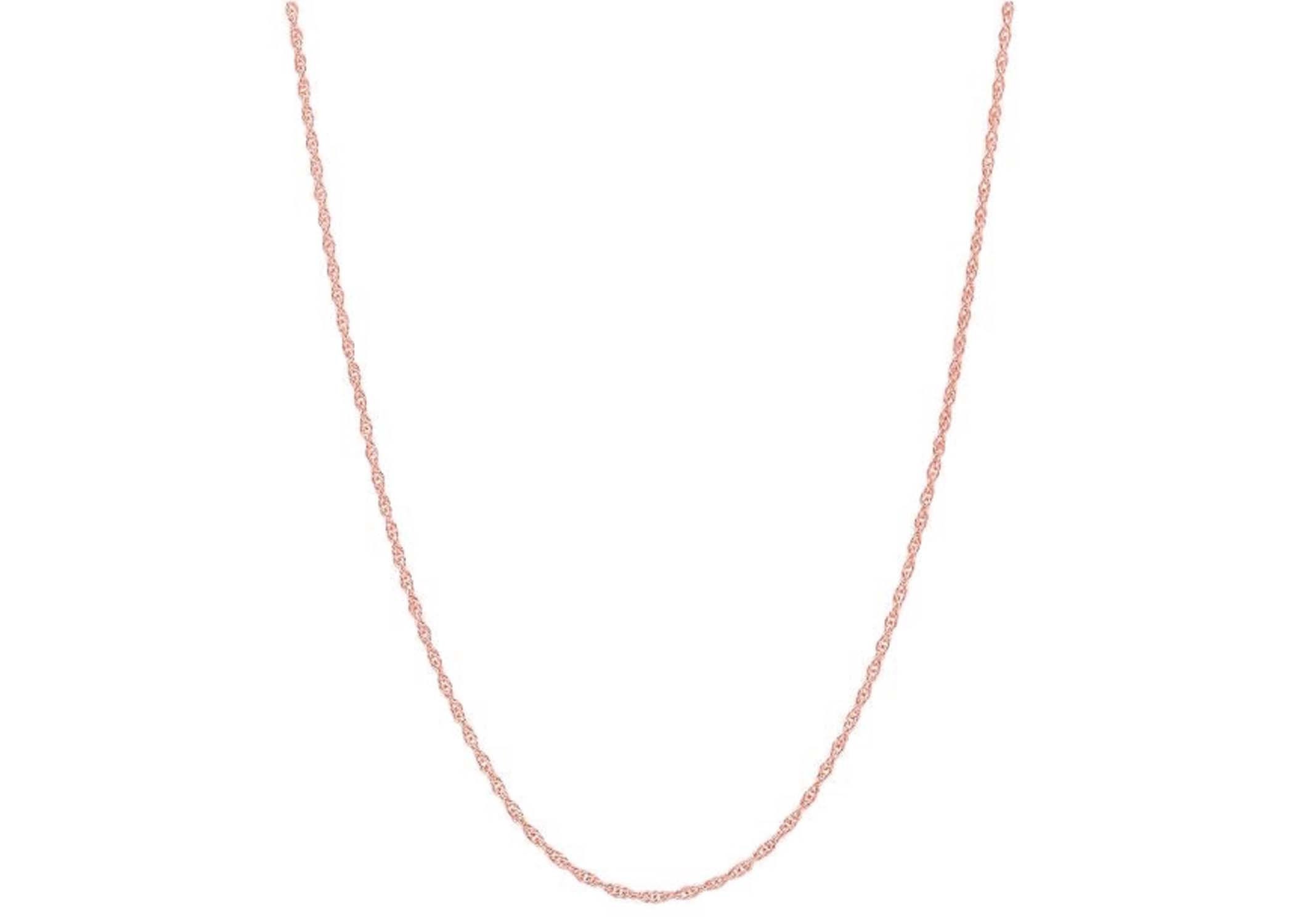 14kt White Gold Pendant Rope Chain Necklace 0.75mm