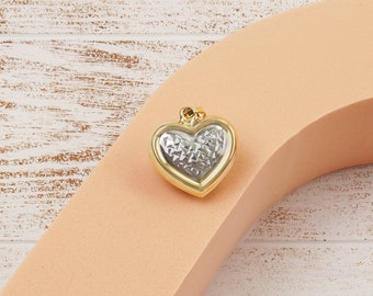 14K Two-Toned Gold Diamond Cut Detailed Heart Pendant