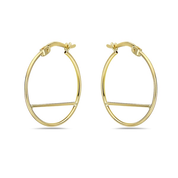 Small 10k Gold Openwork Bar Hoop Earrings