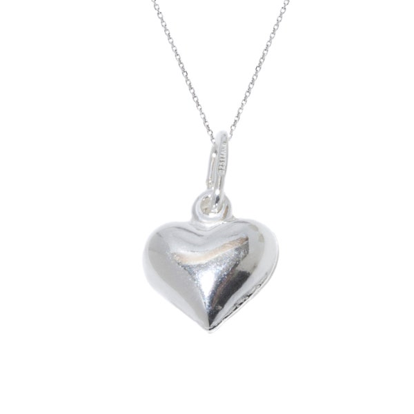 Sterling Silver Hollow Puff Heart Charm Pendant