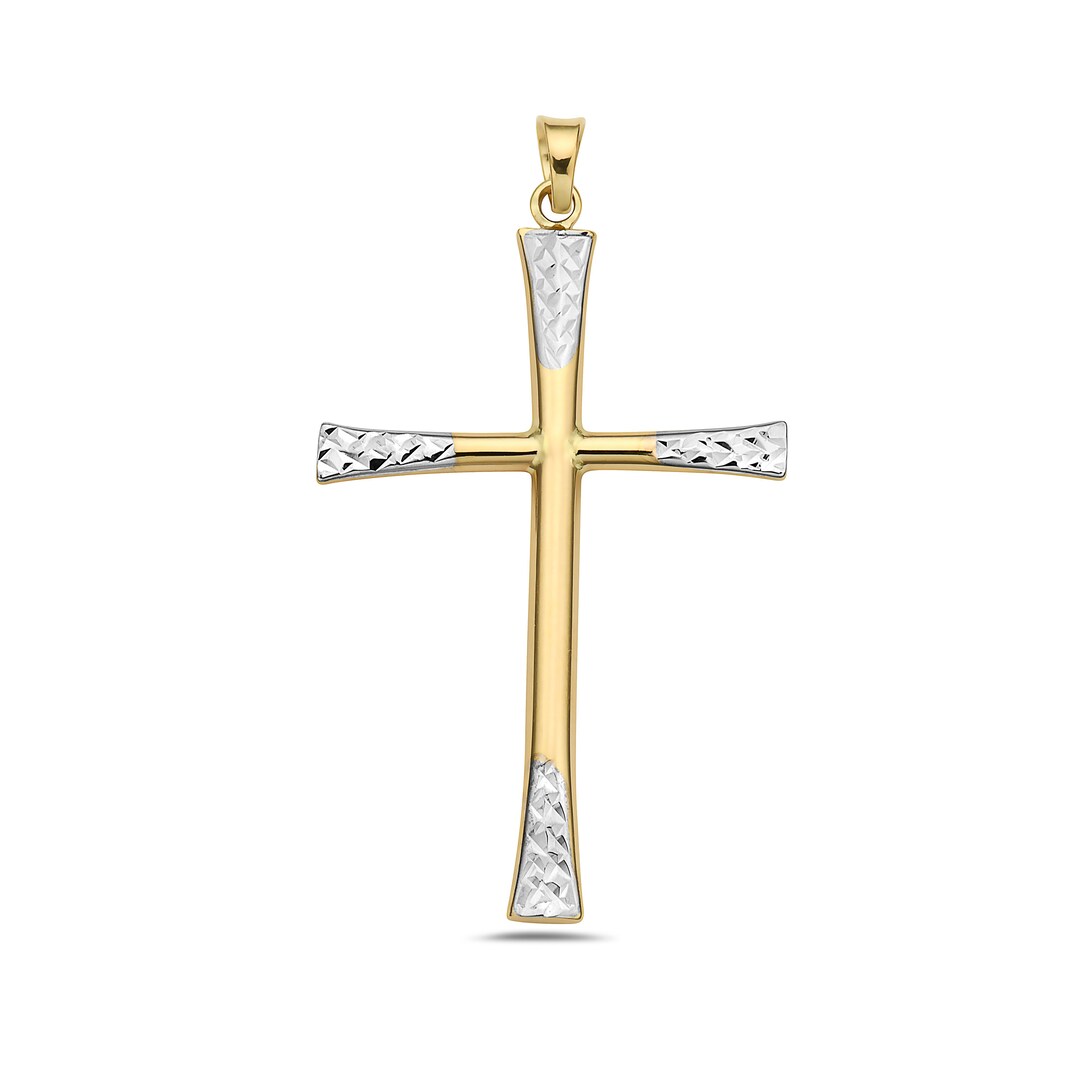 14K Twotoned Gold Yellow and Silver Diamond Cut Dainty Slim Etsy