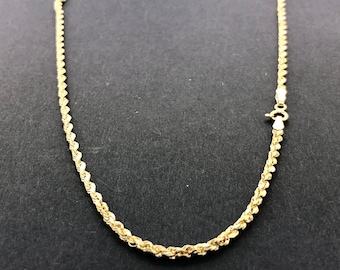 18k Real Yellow Gold 2mm Rope Chain