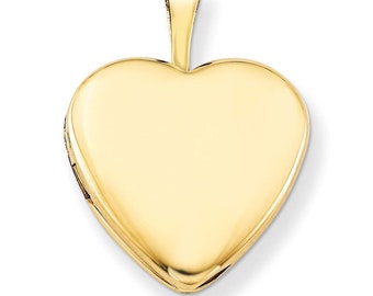 PORI JEWELERS 14K Solid Gold Heart Locket Pendant- for Photos, Messages, Sentimental - Available in Yellow, White, and Rose Gold