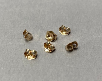 14K Solid Gold 4.5MM Butterfly Earring Backs - Yellow - Set of 3 Pairs- Replacement earring backs