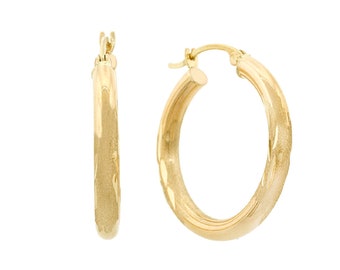 14K Solid Yellow Gold 2mm Round Hoop Earrings