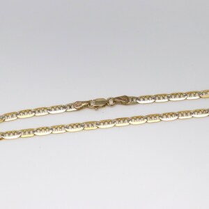 14K Solid Two Tone Gold 3mm Diamond Cut Mariner Chain Bracelet - Size 8 Inches