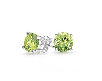 Silver Peridot Stud Earrings