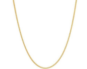 10K Yellow Gold 1.5mm Franco Square Box Chain Necklace - Lobster Clasp