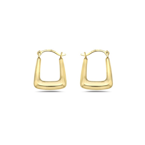 14K Sold Gold Square Hoop French Lock Earrings - Jewelry for Women/Girls - Small Hoop Earrings