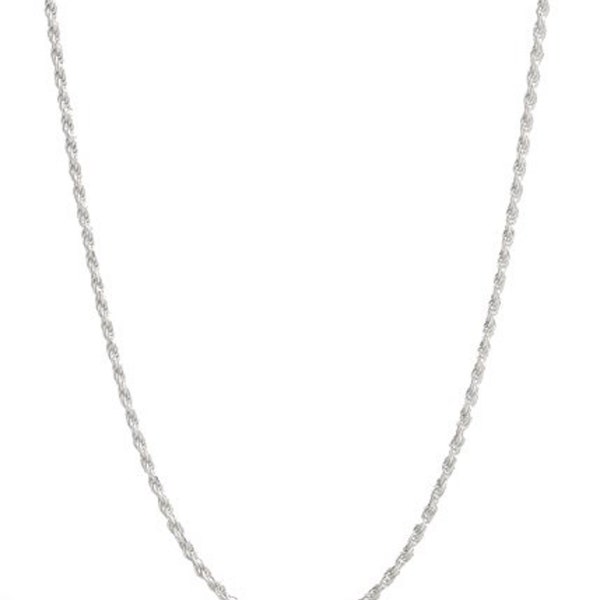 Sterling Silver 2mm diamond cut rope chain necklace- Made In Italy