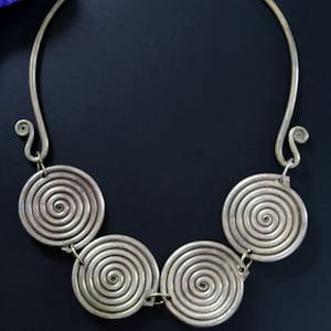 VINTAGE HMONG NECKLACE - Unusual Torc of Repeating Coils from the Miao Hill Tribes - Handcrafted Tribal Jewellery