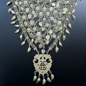 KASHMIRI TRIBAL CHANDAHAAR - Large Vintage Kuchi Leaf-Net Shersheri Necklace - Handcrafted Tribal Jewelry from Kashmir in Central Asia