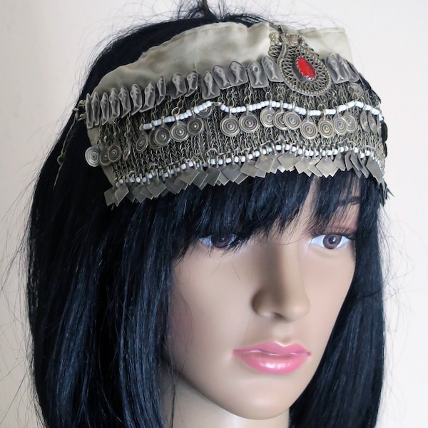 HAZARA TRIBAL HEADPIECE - Vintage Afghan Sinsile Headdress - Handcrafted Tribal Jewelry from Central Asia