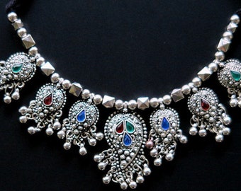 Silver Indian Tribal Boteh Necklace Silver Indian Tribal Boteh Necklace