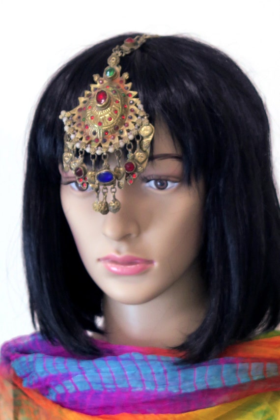 LARGE VINTAGE MAANGTIKKA Forehead Headpiece with … - image 4