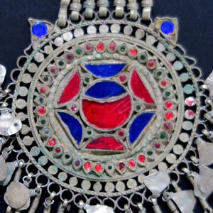Large Old Afghan Pendant - Handcrafted Vintage Kuchi Tribal Jewelry