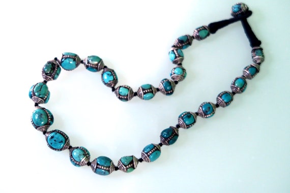 OLD TURQUOISE JEWELRY - Graduated Necklace with O… - image 3