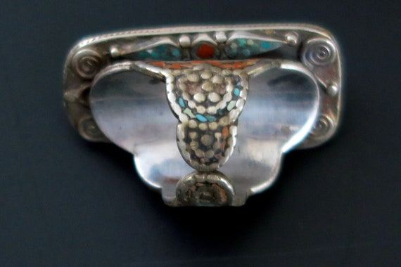 LARGE TIBETAN RING - Vintage Silver Amulet Ring w… - image 10
