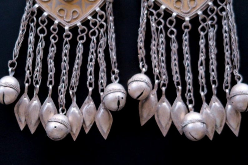 Old Tribal Jewelry PAIR TURKMEN PENDANTS Large Turkmen Pair of Tenechir Hair Jewelry