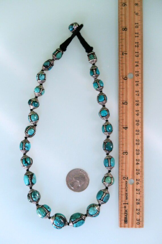 OLD TURQUOISE JEWELRY - Graduated Necklace with O… - image 8