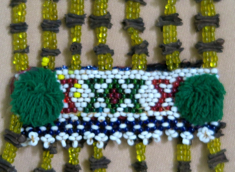Large Old Afghan Beaded Triangular Tassel-Panel with Clove LONG BEADED PANEL Handcrafted in Central Asia