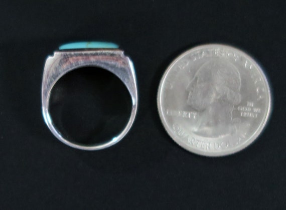 SILVER and TURQUOISE RING  with Rectangular Stone… - image 8