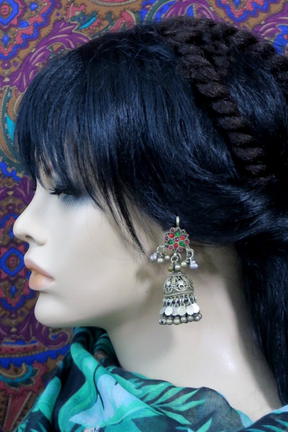 KUCHI EAR ORNAMENTS - Ornate Vintage Afghan Jhumk… - image 3