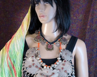 Includes All 6 Pieces of Vintage Afghan-Kuchi Tribal Jewelry - All Handmade - Includes Headpiece, Necklaces, Bracelet, and Rings