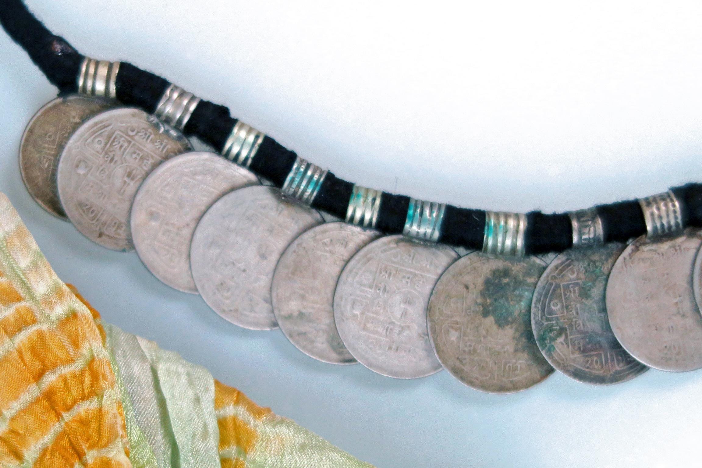 Vintage Nepali Coin Necklace With Paisa Coins From 1970's