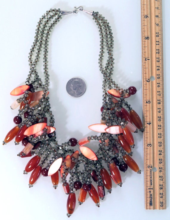 LARGE DESIGNER NECKLACE - Vintage Choker with Sem… - image 7