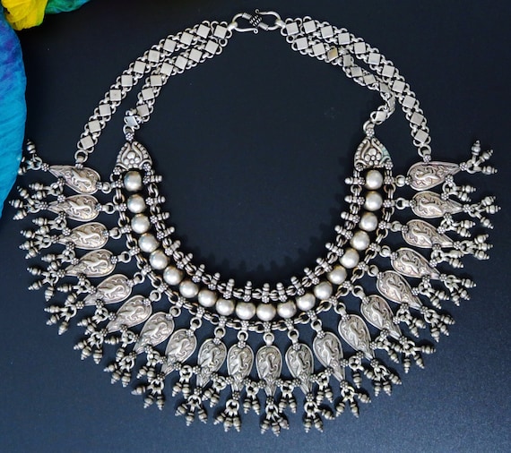 VINTAGE SILVER NECKLACE Stunning Collectible Tribal Jewelry From