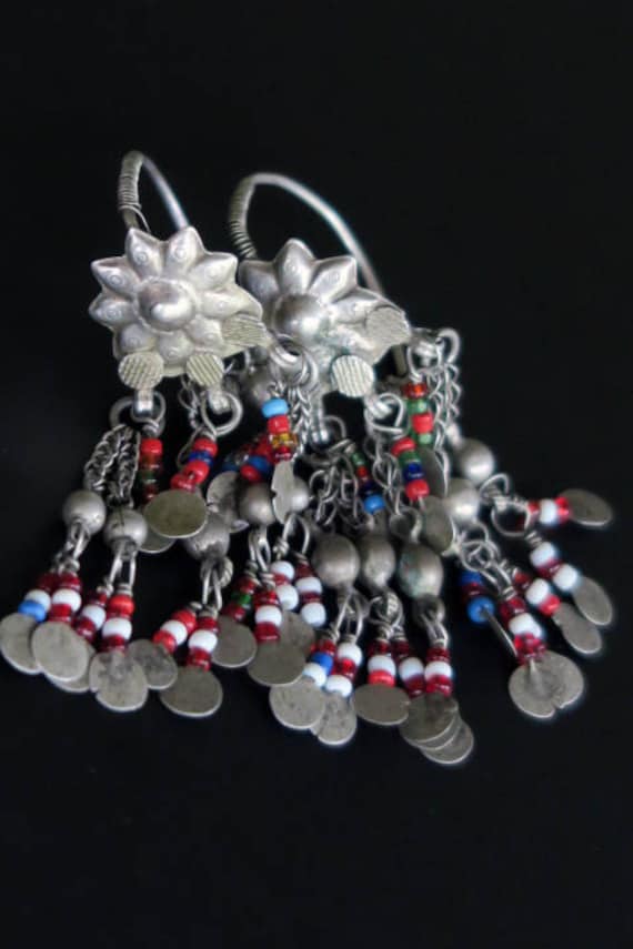 AFGHAN KUCHI EARRINGS - Vintage Silver Dangle Earr