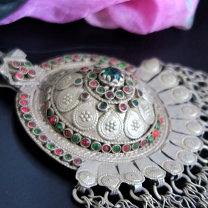 VINTAGE KASHMIR JEWELRY - Extra Large Afghan Kashef (Warsta) Pendant - Handcrafted Tribal Jewelry from Central Asia