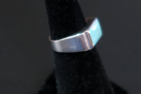SILVER and TURQUOISE RING  with Rectangular Stone… - image 4