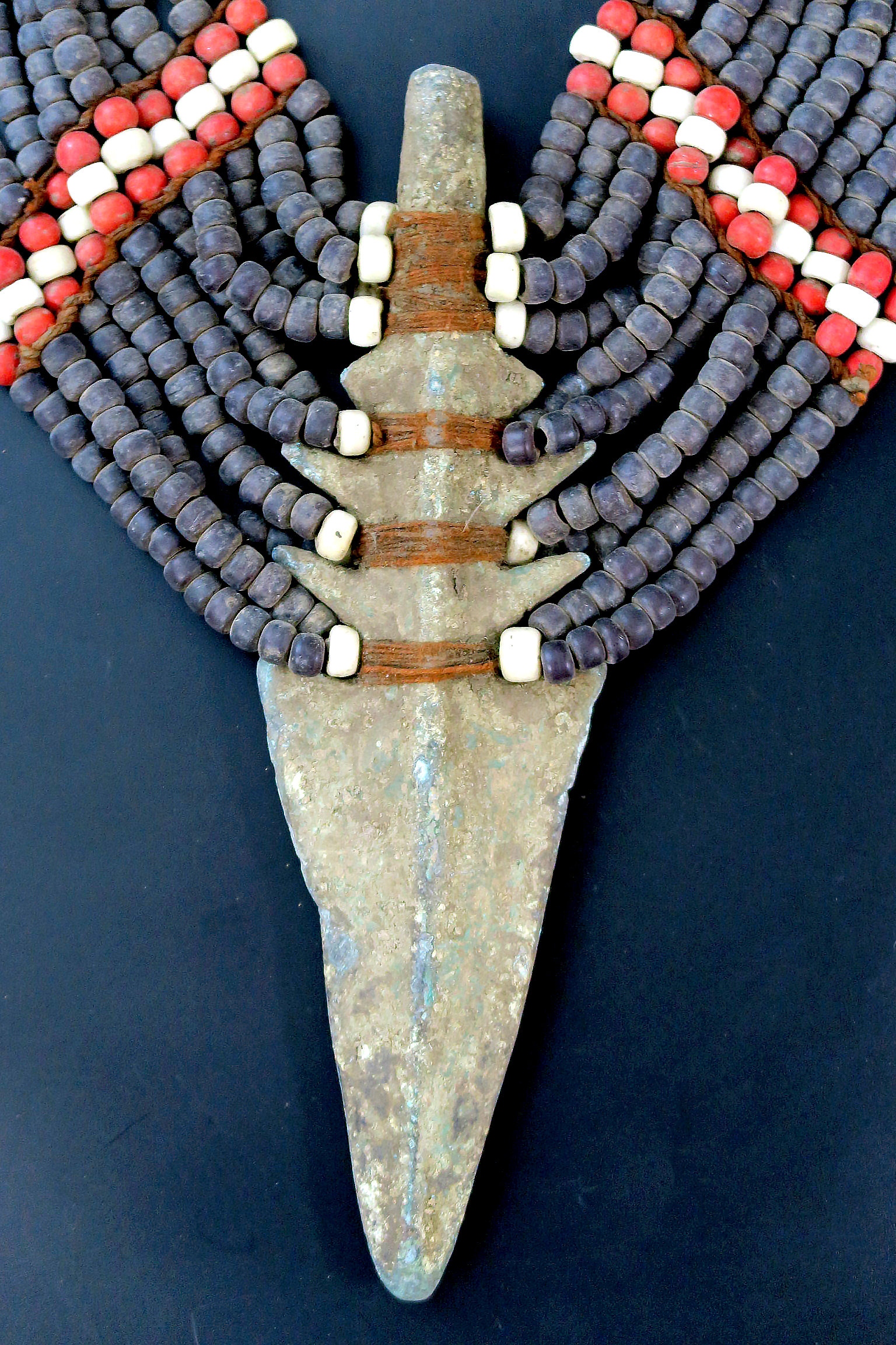 Huge Old Naga Necklace with Enormous Bronze Spear-Point