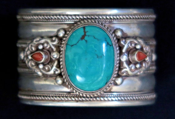 Early 1900's Vintage Native American Navajo Rectangular Turquoise Sterling Silver Bracelet Old Early 1900's Vintage Native American Navajo Rectangular Turquoise Sterling Silver Bracelet Old