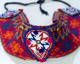 WIDE EMBROIDERED BELT - Large Elaborately Vintage Kuchi Tribal Belt - Hand Embroidered in Central Asia