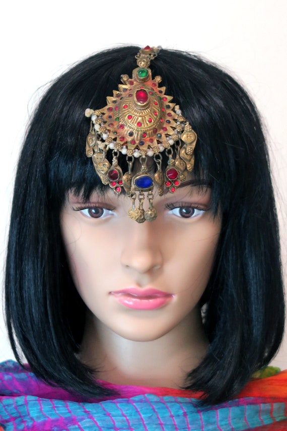 LARGE VINTAGE MAANGTIKKA Forehead Headpiece with … - image 3