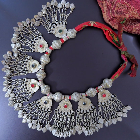 VINTAGE AFGHAN JEWELRY - Large Kuchi Necklace wit… - image 1