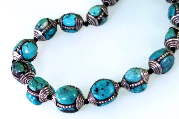 OLD TURQUOISE JEWELRY - Graduated Necklace with O… - image 4