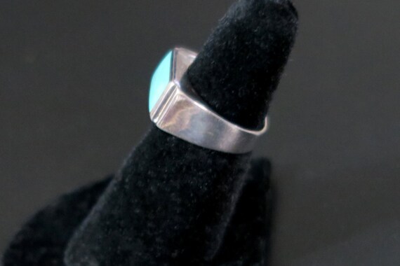 SILVER and TURQUOISE RING  with Rectangular Stone… - image 5