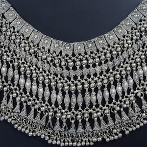 Huge Antique Yemeni Necklace - Large Handmade Labbe Darur Necklace - Collectible Old Bedouin Tribal Jewelry from Yemen