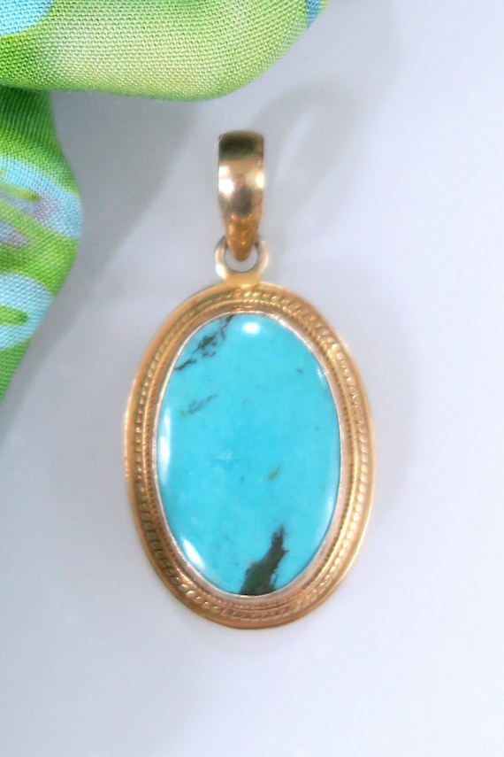 NATURAL TURQUOISE PENDANT with Sterling Silver and