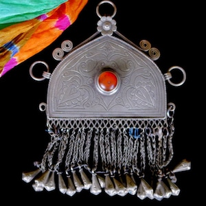 VINTAGE HAZARA PENDANT - Large Traditional Afghan Pendant - Handcrafted Tribal Jewelry from Central Asia